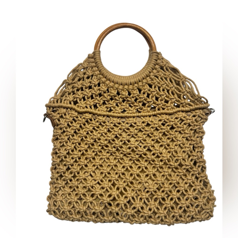 Woven Bohemian macrame satchel bag purse